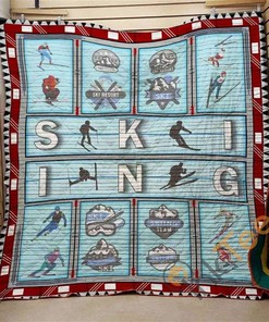 Skiing Team Quilt Blanket Bedding Set