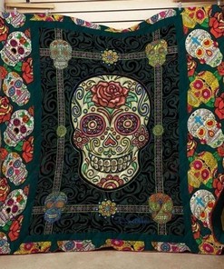 Skull And Roses Quilt Blanket Bedding Set Great Customized Gifts For Birthday Christmas Thanksgiving Perfect Gifts For Skull Lover