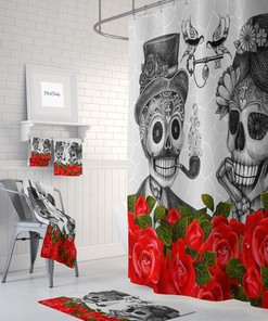 Skull Couple Shower Curtain for Bathroom Decor, Home Decor