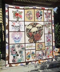 Skull Flower Quilt Blanket Bedding Set