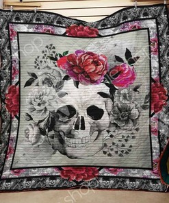 Skull Flower Quilt Blanket Bedding Set Great Customized Gifts For Birthday Christmas Thanksgiving Perfect Gifts For Skull Lover