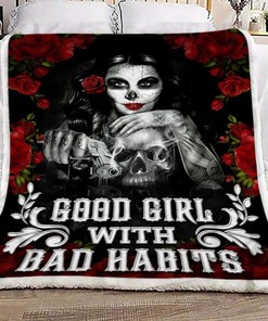 Skull Girl Fleece Blanket Quilt Blanket Bedding Set