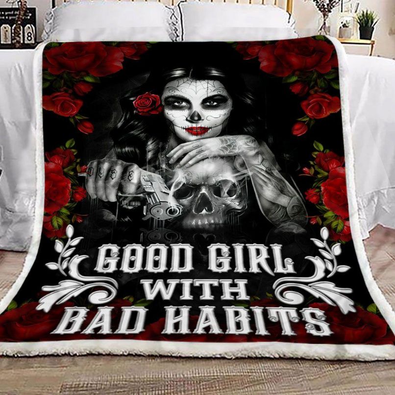 Skull Girl Fleece Blanket Quilt Blanket Bedding Set