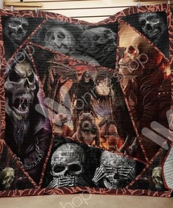 Skull God Of Death Quilt Blanket Bedding Set Great Customized Gifts For Birthday Christmas Thanksgiving Perfect Gifts For Skull Lover