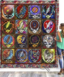 Skull Grateful Dead Steal Your Face Quilt Blanket Bedding Set