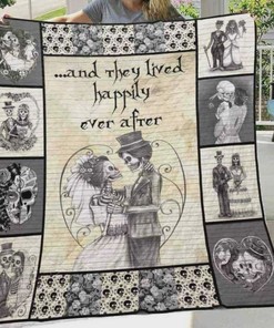 Skull Husband And Wife And They Lived Happily Ever After Quilt Blanket Bedding Set Great Customized Blanket Gifts For Birthday Christmas Thanksgiving