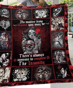 Skull Husband And Wife No Matter How Insane You Maybe Quilt Blanket Bedding Set Wedding Valentine's Day