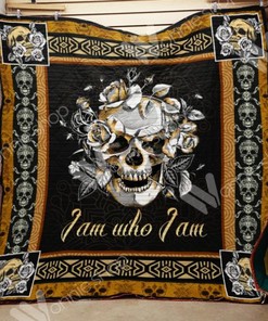 Skull I Am Who I Am Quilt Blanket Bedding Set Great Customized Gifts For Birthday Christmas Thanksgiving Perfect Gifts For Skull Lover