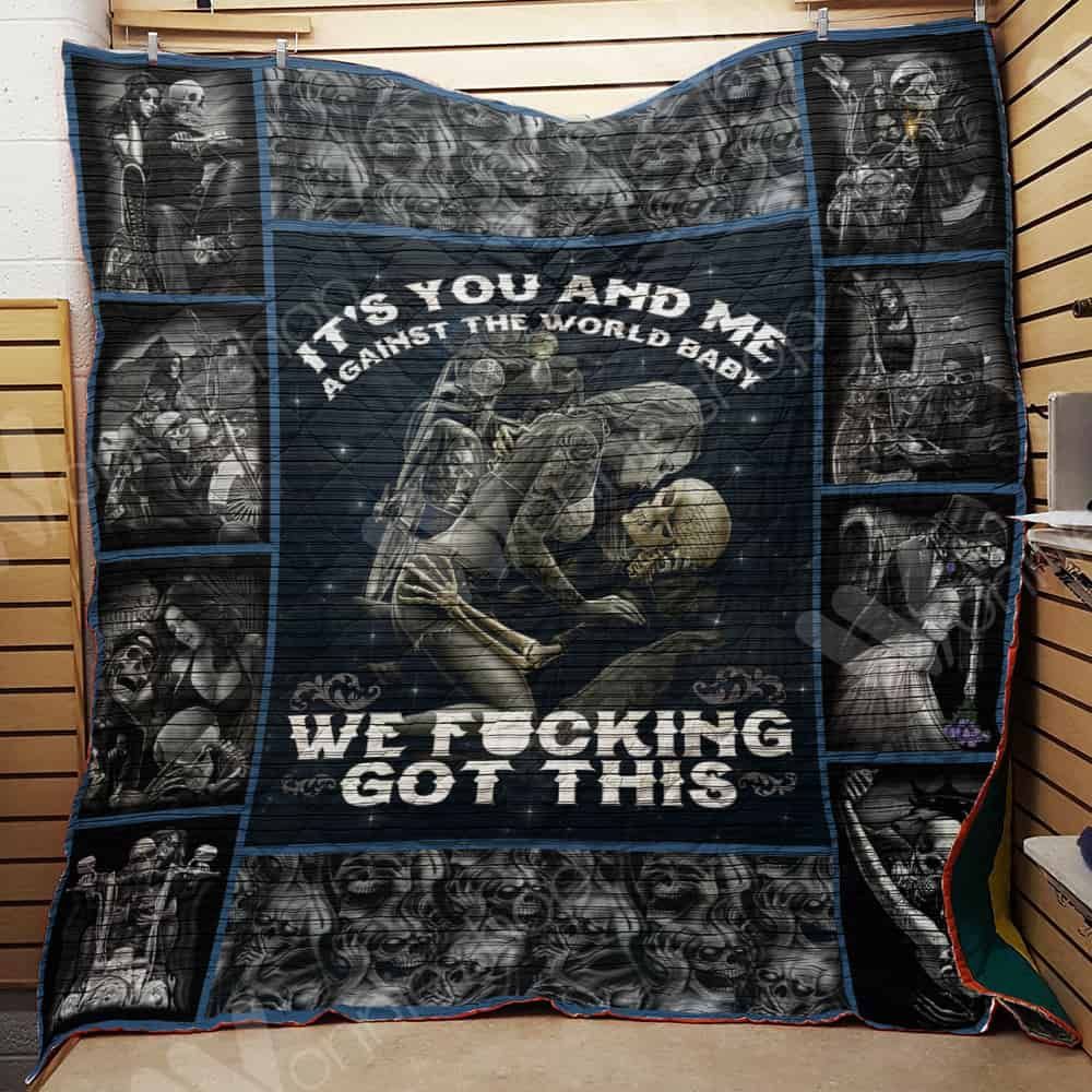 Skull It's You And Me Agains The World Baby Quilt Blanket Bedding Set Perfect Gifts For Skull Lover