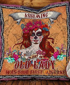 Skull Old Lady Quilt Blanket Bedding Set