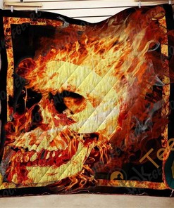 Skull On Fire Quilt Blanket Bedding Set