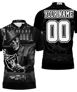 Skull Play Oakland Raiders Card Personalized 3D All Over Print Polo Shirt