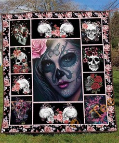 Skull Quilt Blanket Bedding Set With Pilliwcase Option