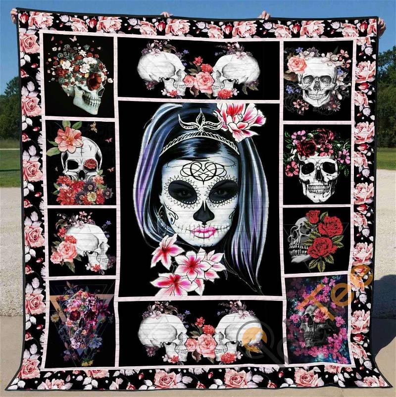 Skull Quilt Blanket Bedding Set With Pillowcase Option