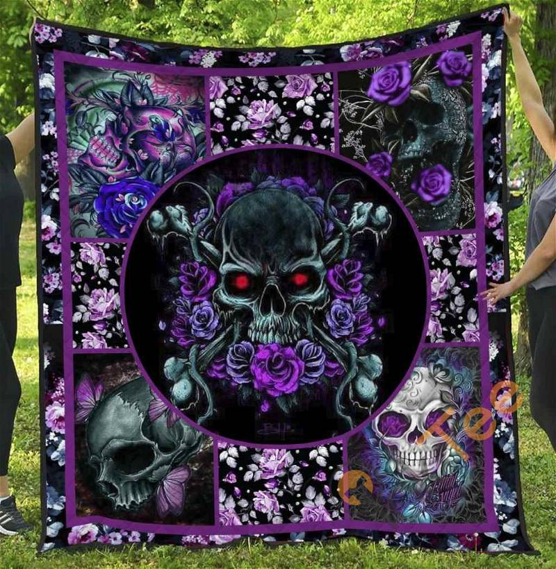 Skull Quilt Blanket Bedding Set With Pillowcases Options