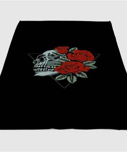 Skull Rose Sherpa Fleece Blanket Gifts for Family, for Couple