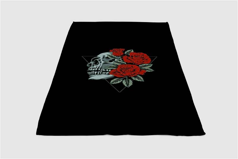 Skull Rose Sherpa Fleece Blanket Gifts for Family, for Couple