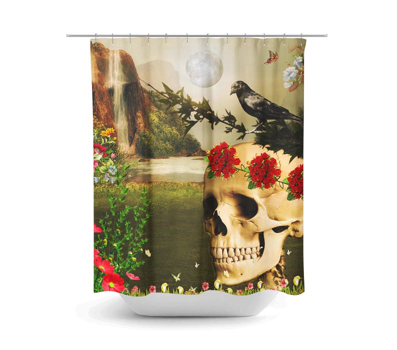 Skull Shower Curtain, Skull Bathroom Decor - Image 2