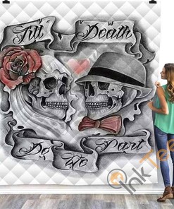 Skull Skeleton Love Quilt Blanket Bedding Set