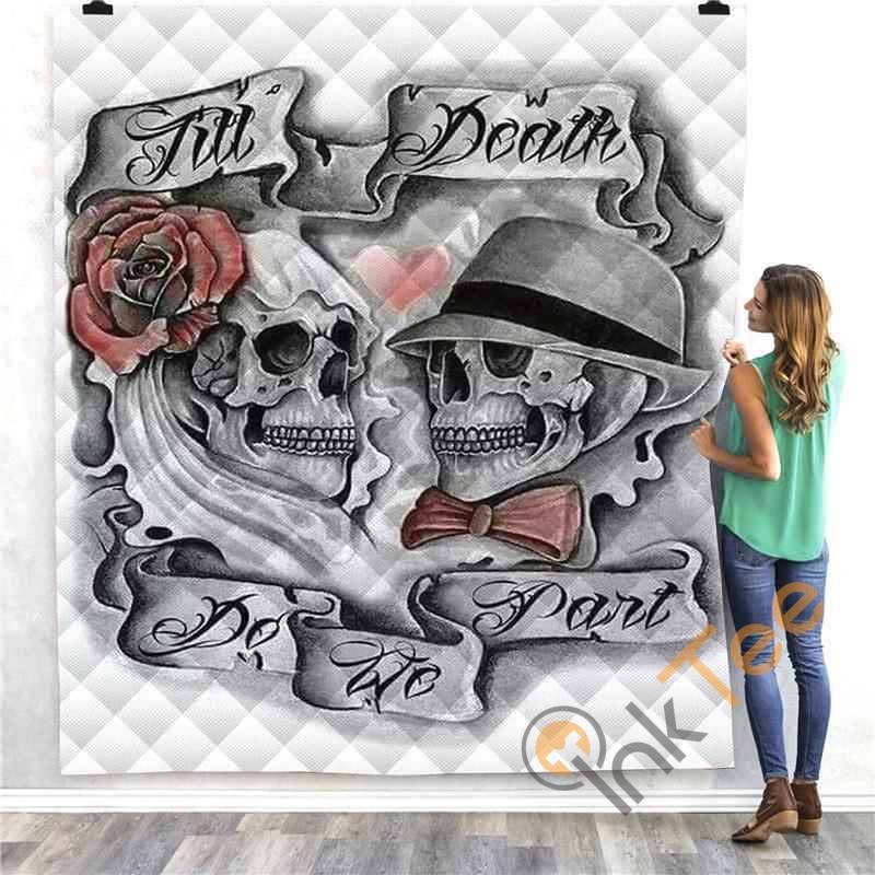 Skull Skeleton Love Quilt Blanket Bedding Set