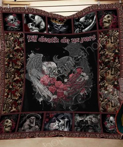 Skull Till Death Do Us Part Quilt Blanket Bedding Set Perfect Gifts For Skull Lover