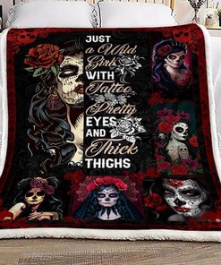 Skull Wild Girl Fleece Blanket Quilt Blanket Bedding Set
