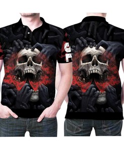 Skulls Evil Hands Red Vapor Scary Halloween 3D All Over Print Polo Shirt