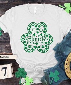Slainte Four Clover Shirt, Irish Pub Tshirt, Slainte Irish Shamrock Shirt, Gift For Irish, St Patricks Day Celebration