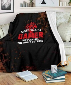 Sleep With A Gamer Sherpa Fleece Blanket Gifts for Family, for Couple