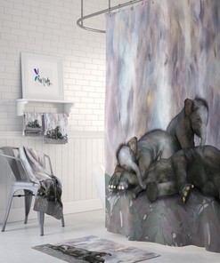 Sleepy Elephants Shower Curtain for Bathroom Decor, Home Decor