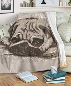 Sleepy Pug Sherpa Fleece Blanket Gifts for Family, for Couple