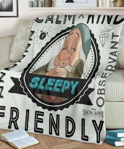 Sleepy Snow White Disney Fleece Blanket Gift For Fan, Quilt Blanket Bedding Set Gift84