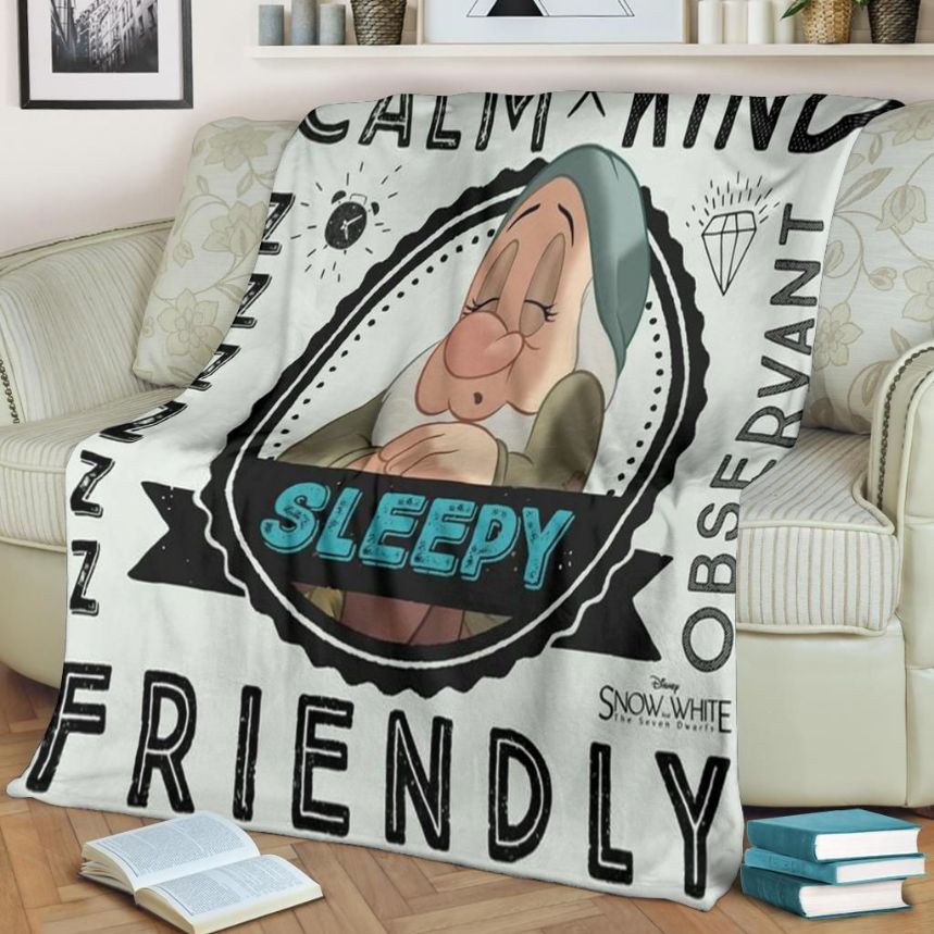 Sleepy Snow White Disney Fleece Blanket Gift For Fan, Quilt Blanket Bedding Set Gift84