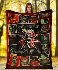 Slipknot Band Signatures Rock Sherpa Fleece Blanket Gifts for Family, for Couple