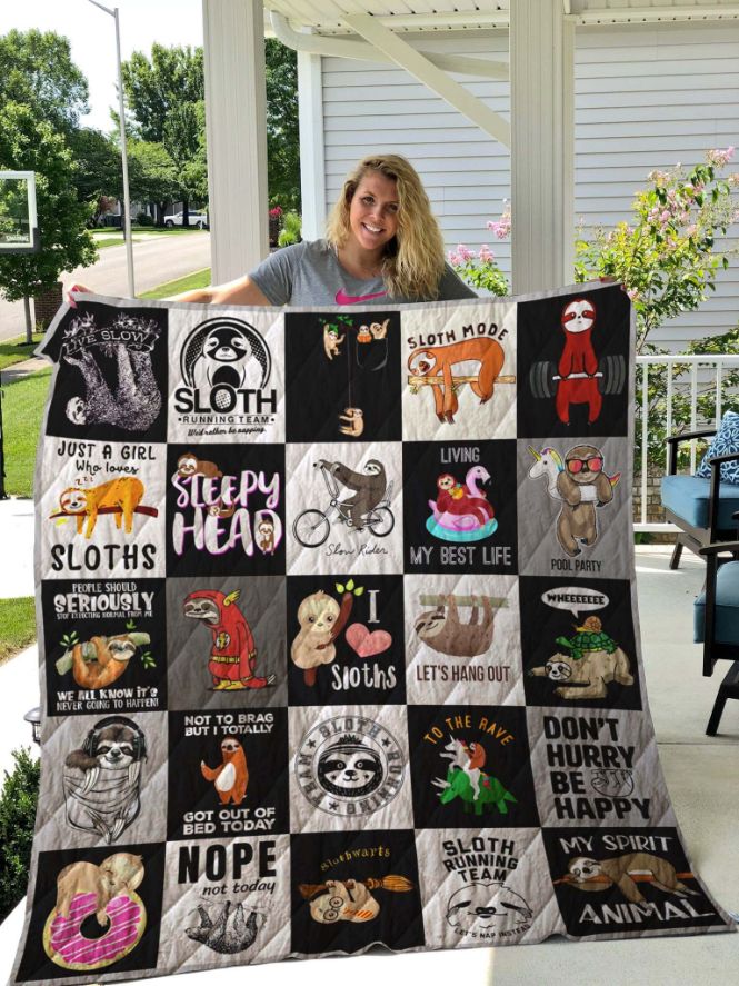Sloth Don't Hurry Be Happy Quilt Blanket Bedding Set