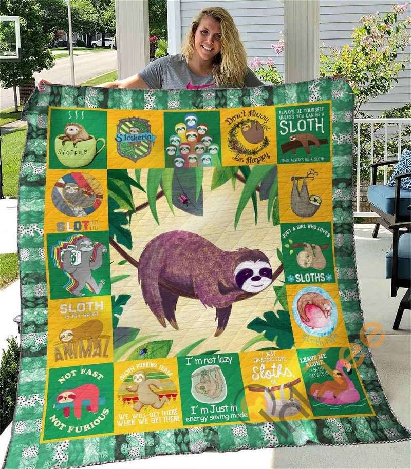 Sloth Quilt Blanket Bedding Set With Pillowcase Option