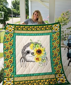 Sloth With Sunflower Quilt Blanket Bedding Set Great Customized Blanket Gifts For Birthday Christmas Thanksgiving