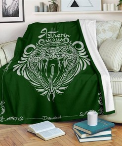 Slytherin Badge Harry Potter Sherpa Fleece Blanket Gifts for Family, for Couple