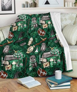 Slytherin House Harry Potter Sherpa Fleece Blanket Gifts for Family, for Couple