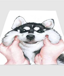 Smile Dog Sherpa Fleece Blanket Gifts for Family, for Couple