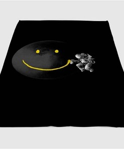 Smiley Sherpa Fleece Blanket Gifts for Family, for Couple