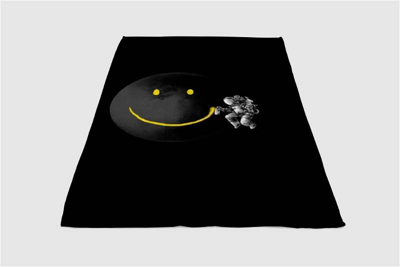 Smiley Sherpa Fleece Blanket Gifts for Family, for Couple