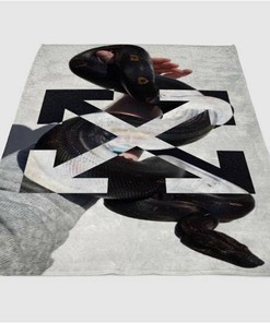 Snake Off White Sherpa Fleece Blanket Gifts for Family, for Couple