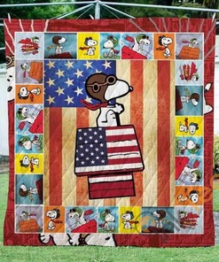 Snoopy America 3D Quilt Blanket Bedding Set