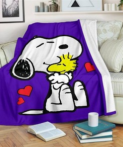 Snoopy And Woodstock Sherpa Fleece Blanket Gifts for Family, for Couple