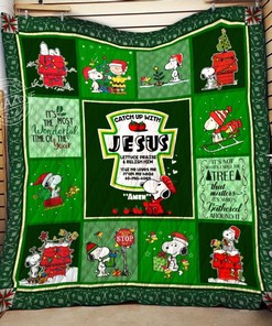 Snoopy Catch Up With Jesus Quilt Blanket Bedding Set
