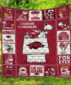 Snoopy Family Ncaa Arkansas Razorbacks Great Quilt Blanket Bedding Set