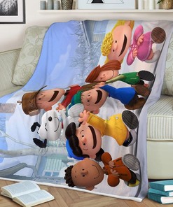 Snoopy Fleece Blanket Gift For Fan, Peanuts All Character Snoopy Comfy Throw Blanket Gift