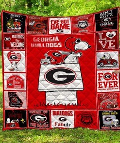 Snoopy Georgia Bulldogs Quilt Blanket Bedding Set