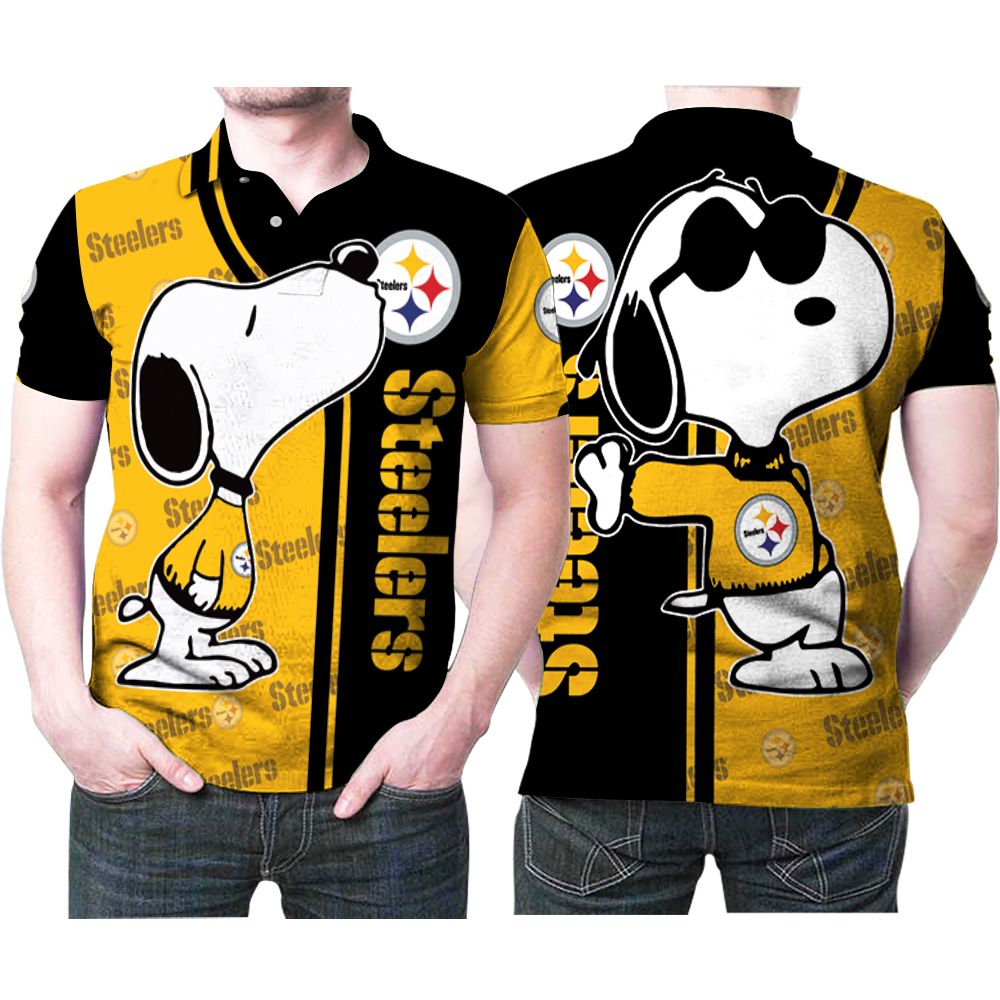 Snoopy Kiss Pittsburgh Steelers Logo 3D All Over Print Polo Shirt